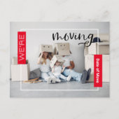 Red Custom Foto Moving Announcement Card Postkarte (Vorderseite)