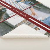 Red Custom Fotos Collage Family Name Personalisier Sherpadecke (3/4)