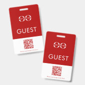 Red Custom Guest Abzeichen mit Logo und QR-Code Ausweis (Vorder- & Rückseite)