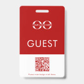 Red Custom Guest Abzeichen mit Logo und QR-Code Ausweis (Rückseite)