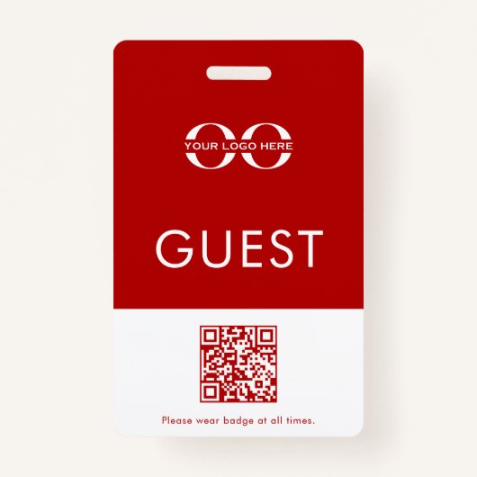 Red Custom Guest Abzeichen mit Logo und QR-Code Ausweis (Vorderseite)