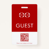 Red Custom Guest Abzeichen mit Logo und QR-Code Ausweis (Rückseite)