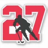 Red Custom Hockey Player Nummer Notebook Aufkleber (Vorderseite)