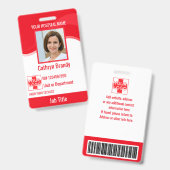 Red custom Hospital Employee Security, Logo Ausweis (Vorder- & Rückseite)