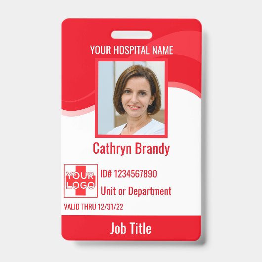 Red custom Hospital Employee Security, Logo Ausweis (Vorderseite)