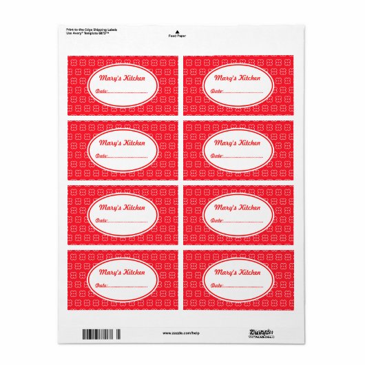 Red Custom Kitchen Labels (Vorne)