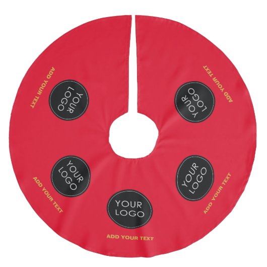 Red Custom Logo Company Business Weihnachten Polyester Weihnachtsbaumdecke (Vorderseite)