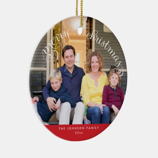 Red Custom Merge Weihnachts Foto Tree Ornament (Rechts)