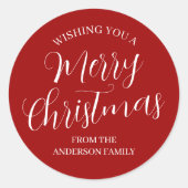 Red Custom Merry Weihnachtskleber Runder Aufkleber (Vorderseite)