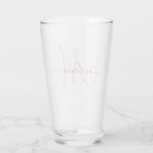 Red Custom Monogram Name Modern Handwriting Glas (Rückseite)