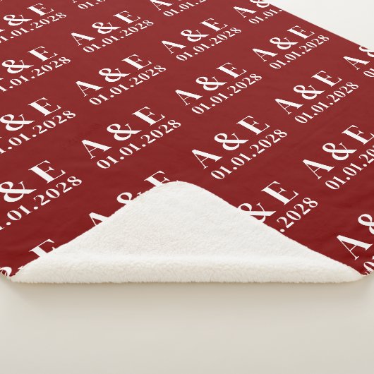 Red Custom Mr & Mrs Blanket Gift for Bride & Groom Sherpadecke (3/4)