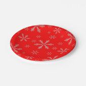 Red Custom Paper Teller mit Schneeflocken (Schrägansicht)