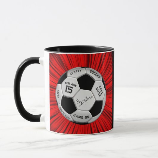 Red Custom Soccer Ball Birthday Age Name  Tasse (Links)