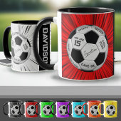 Red Custom Soccer Ball Birthday Age Name  Tasse