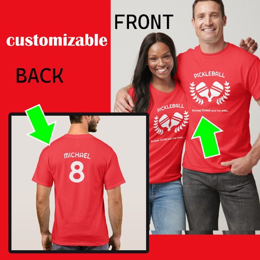 RED Custom text (vorne und hinten) Pickleball T-Shirt