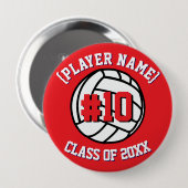 Red Custom Volleyball Player and Class Button (Vorne & Hinten)