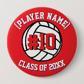 Red Custom Volleyball Player and Class Button (Vorderseite)