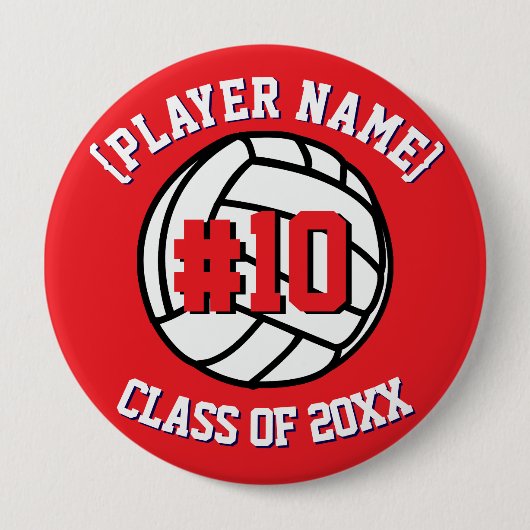 Red Custom Volleyball Player and Class Button (Vorderseite)