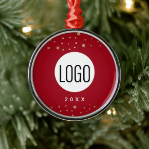 Red Custom Year Ihr Logo hier Gold Confetti Ornament Aus Metall