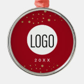 Red Custom Year Ihr Logo hier Gold Confetti Ornament Aus Metall (Vorne)