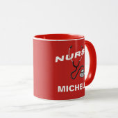RED Customizable Name Nurse Tasse (VorderseiteRechts)