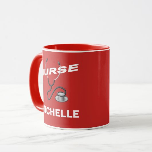 RED Customizable Name Nurse Tasse (Vorderseite Links)