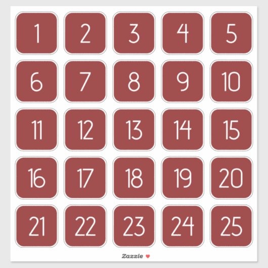 Red Customizable Square Number Stickers  Aufkleber (Blatt)