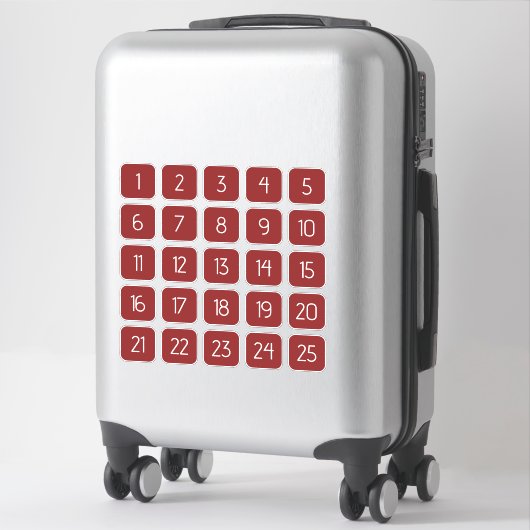 Red Customizable Square Number Stickers  Aufkleber (Koffer)