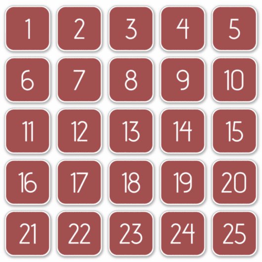 Red Customizable Square Number Stickers  Aufkleber (Vorderseite)