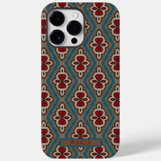 Red Cyan Copper Azulejos Tile Eleganname Case-Mate iPhone Hülle (Rückseite)