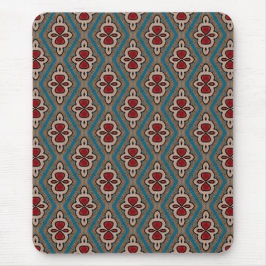 Red Cyan Copper Azulejos Tile Eleganname Mousepad (Vorne)