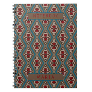 Red Cyan Copper Azulejos Tile Eleganname Notizblock