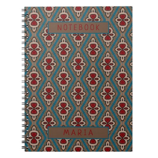 Red Cyan Copper Azulejos Tile Eleganname Notizblock (Vorderseite)