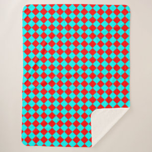 Red Cyan Schachbrett Diamond Pattern Sherpadecke