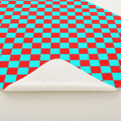 Red Cyan Schachbrett Diamond Pattern Sherpadecke (3/4)