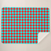 Red Cyan Schachbrett Diamond Pattern Sherpadecke (Vorderseite (Horizontal))
