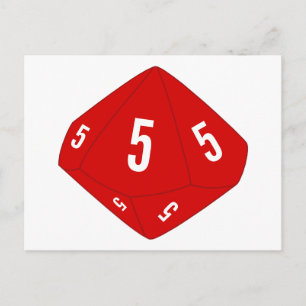Red D10 Dice Tischnummer Postkarte