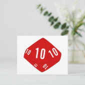 Red D10 Dice Tischnummer Postkarte (Stehend Vorderseite)