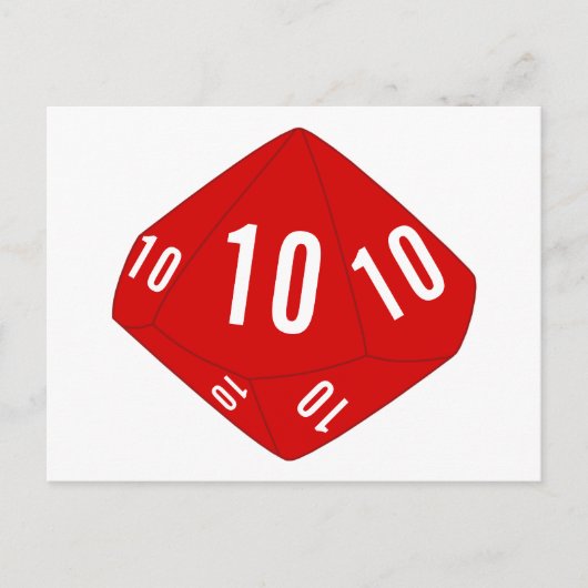 Red D10 Dice Tischnummer Postkarte (Vorderseite)