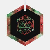 Red D20 Critmas | PNP Tabletop Role Player Diät Ornament Aus Glas (Rückseite)