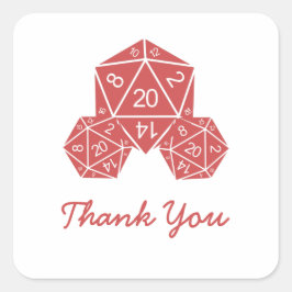 Red D20 Dice Danke Stickers