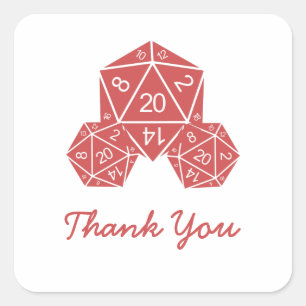 Red D20 Dice Danke Stickers