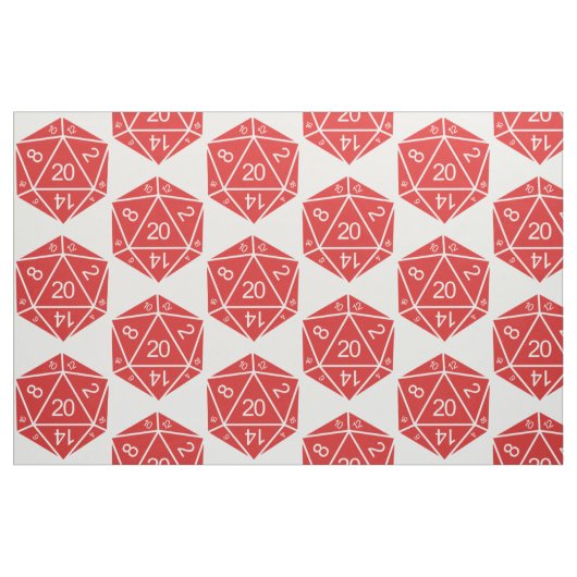 Red D20 Dice Fabric Stoff (Fat Quarter (45,7 x 55,9 cm))