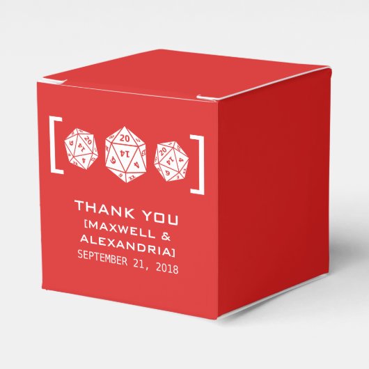 Red D20 Dice Gamer Gefälligkeitsboxen Geschenkschachtel (Vorderseite)
