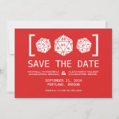 Red D20 Dice Gamer Save the Date einladen (Vorderseite)