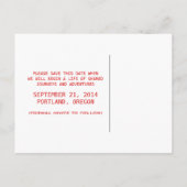 Red D20 Dice Gamer Save the Date Postcard Ankündigungspostkarte (Rückseite)