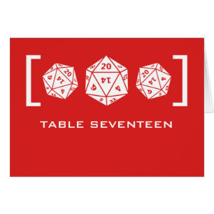 Red D20 Dice Gamer Tischnummer Card