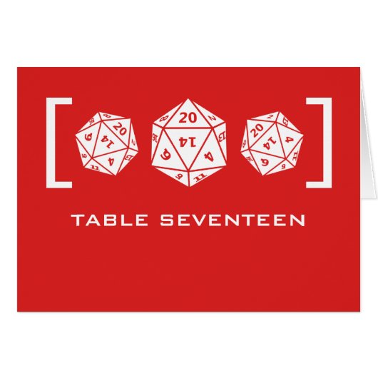 Red D20 Dice Gamer Tischnummer Card (Vorderseite (Horizontal))