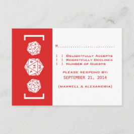 Red D20 Dice Gamer Wedding Response Card RSVP Karte