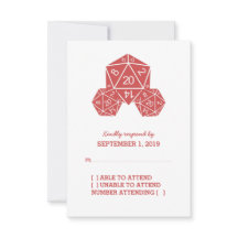 Red D20 Dice Response Card
